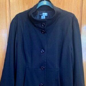 Simply Chloe Dao Deco Black Blazer Jacket Lined 5-Button Front Bell Sleeve XL